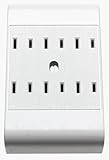 Leviton 49687-I 15 Amp, 125 Volt, 2-Wire, 6-Outlet Adapter, Ivory