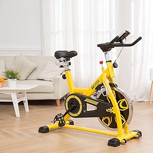 yellow stationary bike