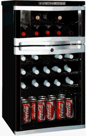 Compact 28 bottle wine cooler2 doors with separate compartments for red and white winesGlass door                                          Bottle Capacity :  28                                                                      ...