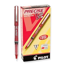 Pilot Precise V5 Stick Rolling Ball Pens, Extra Fine Point, Red Ink, Dozen Box (35336)