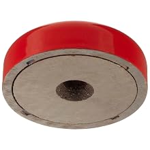 Cast Alnico 5 Shallow Pot Magnet With Keeper, 1-1/2" Outer Diameter, 0.400" Thick, With 0.189" Center Hole And 45 Degree Bevel (Pack of 1)