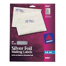 Avery Silver Foil Mailing Labels for Inkjet Printers, .75 x 2.25 inches, Pack of 300 (8986)