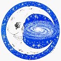 Crescent Smiling Moon with Stars by Jerry Jaspar - Round Sticker / Decal