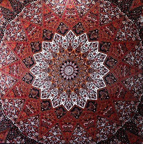 Star Elephant Tapestry Hippie Tapestry Mandala Tapestry Wall Hanging Wall Decor Home Decor (Dark Red)