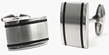 Visol Grant Brushed Stainless Steel Engravable Cuff Links