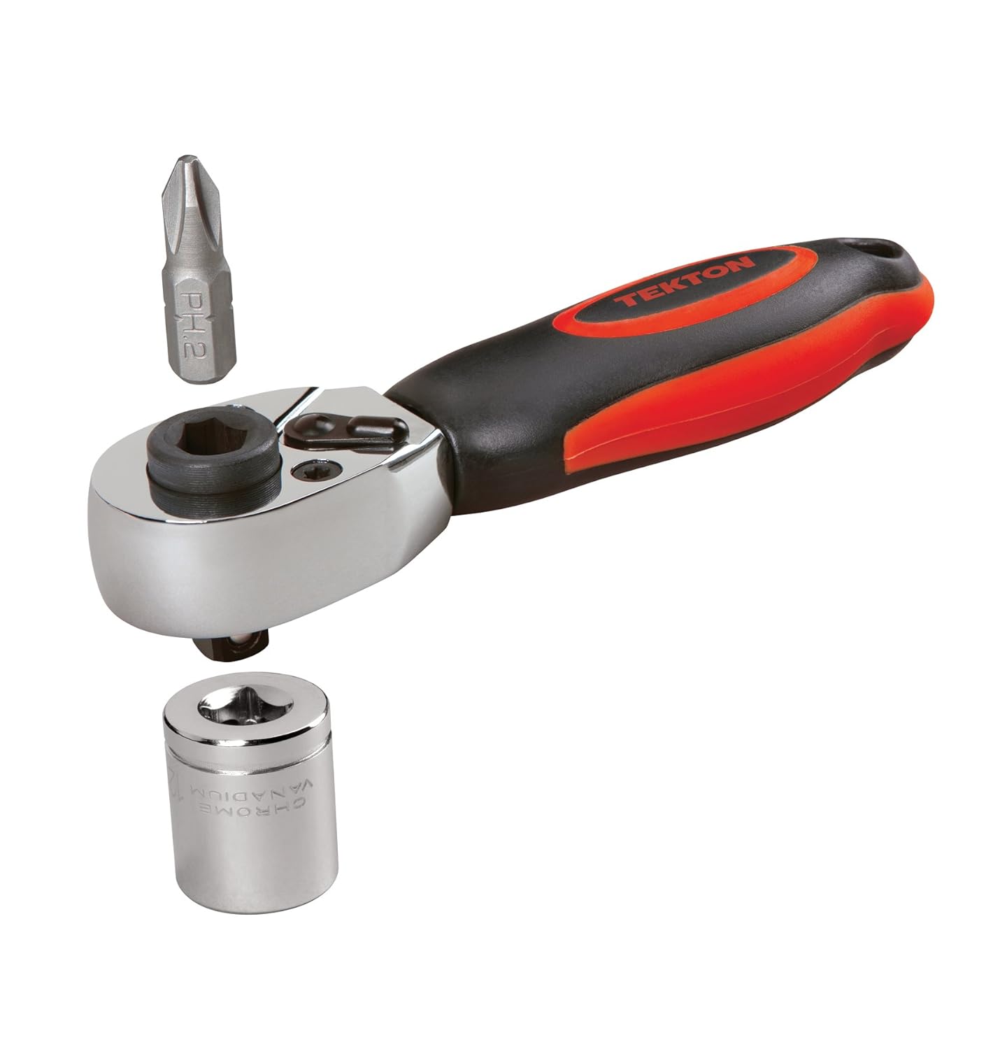 TEKTON 1485 1/4Inch DualDrive Mini Ratchet Driver with 72Tooth Oval