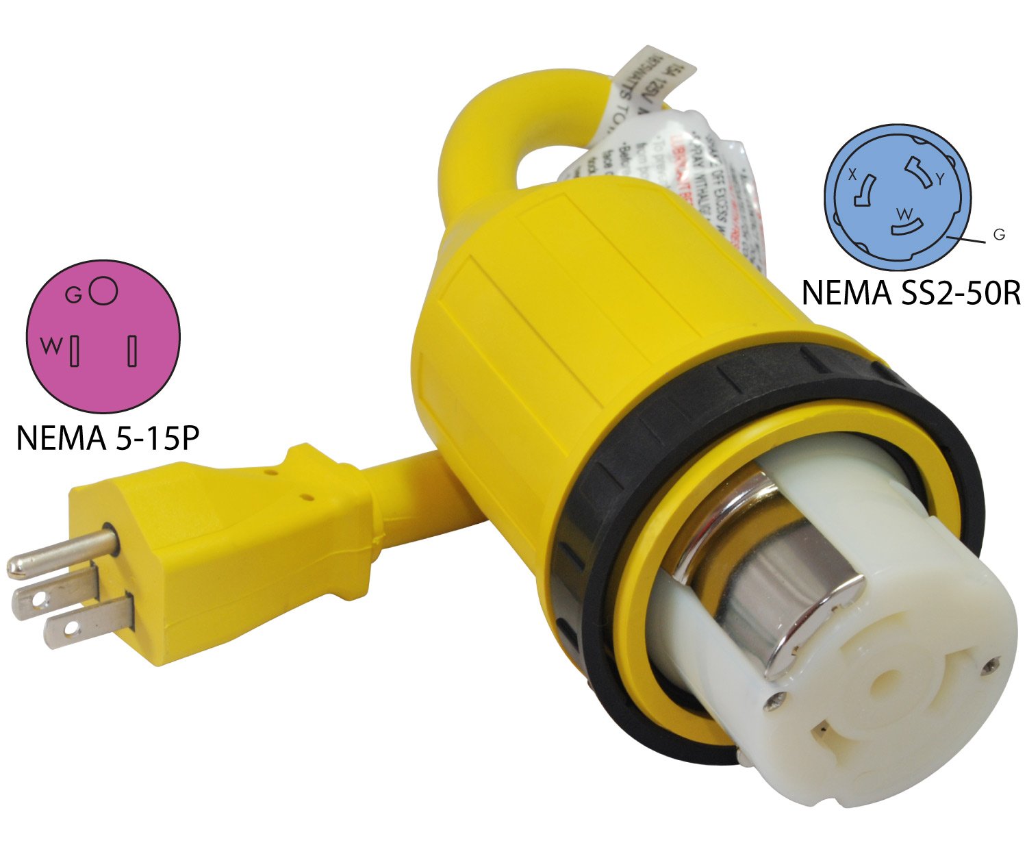 Conntek 14222 RV 1.5Foot Pigtail Adapter Power Cord 15 Amp Male Plug