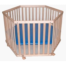 6 Sided Playpen - Red Deck with Euro Plaid Pad, by Kettler