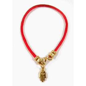Kabbalah Red Bracelet and Gold Vermeil Hamsa Hand, 6.5 inches