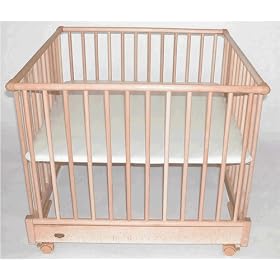 4 Sided Foldable Playpen - Tan Deck with Red Pad, by Kettler
