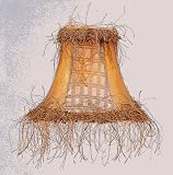 Unique Design S109 Gold Panel Silk Bell Clip Shade with Corn Silk Fringe