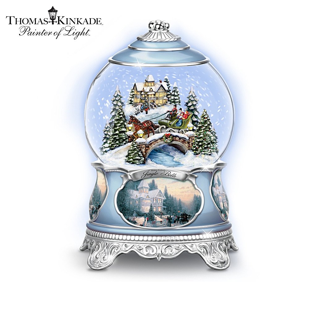 Thomas Kinkade Jingle Bells Christmas Musical Snowglobe