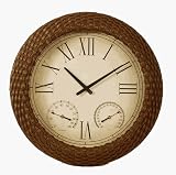 Rattan Large Clocks for Indoor Outdoor Areas by Ashton Sutton with Brown Frame