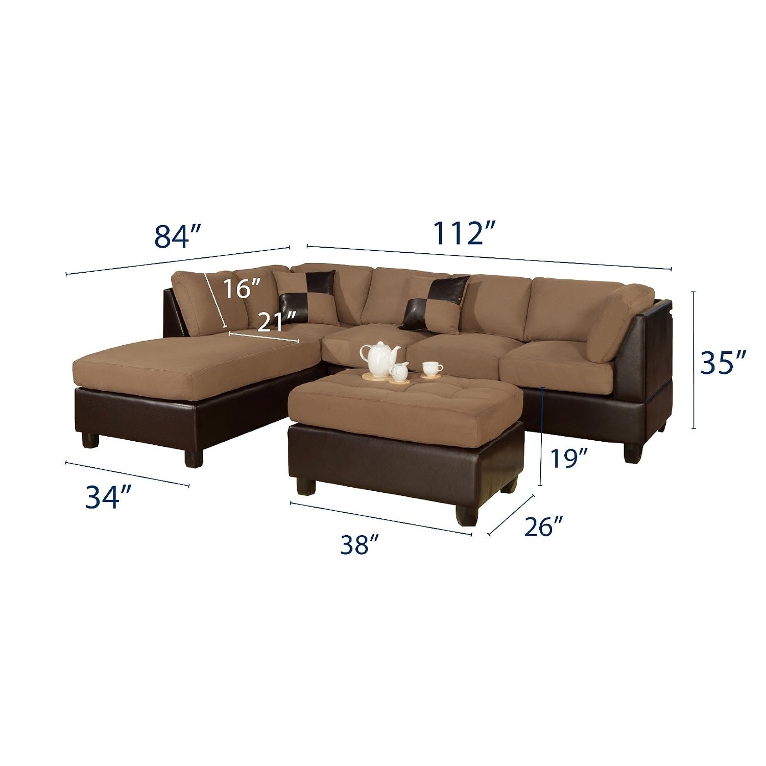 Bobkona Hungtinton Microfiber Sofa