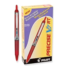 Pilot Precise V7 RT Retractable Rolling Ball Pens, Fine Point, Red Ink, Dozen Box (26069)