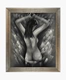 Art Reproduction Oil Painting - Nude Figures: Evening in The Islands at Dusk with Silver Scoop with Swirl Lip - Silver Frame with Champagne Highlights - Standard 20x24 - Hand Painted Framed Canvas Art