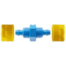 Tefen Fiberglass Polypropylene Compression Tube Fitting, Union, Yellow/Blue, Tube OD