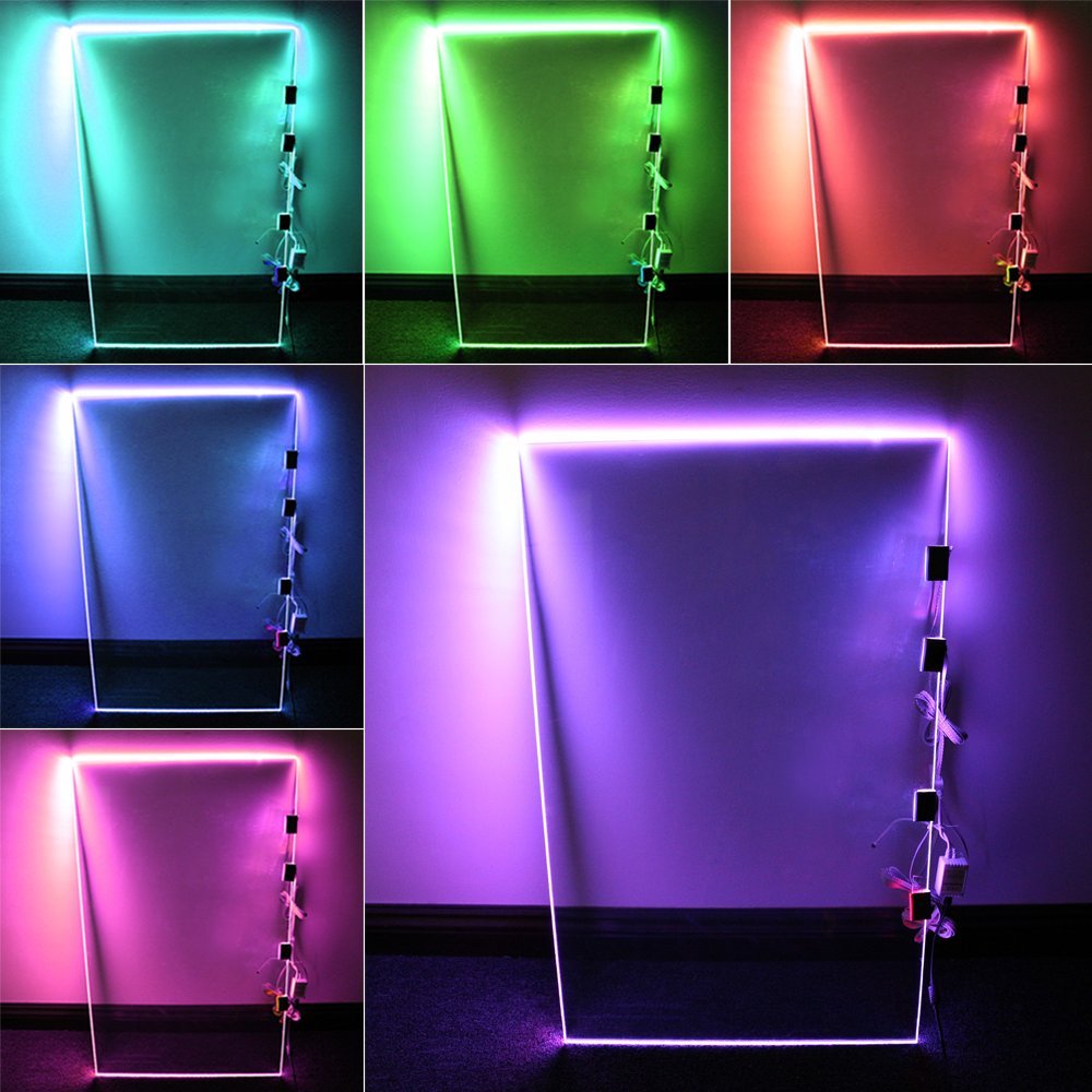RGB LED Glass Shelf Lighting Kit 4pcs Glass Edge Lights+Controller