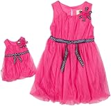 Dollie & Me Girls 2-6x  Dot Mesh Bubble Dress With Matching Doll Garment