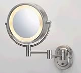 SeeAll 8 Satin Nickel Finish Dual Sided Surround Light Wall Mount Makeup Mirror (Hardwired Model Only)