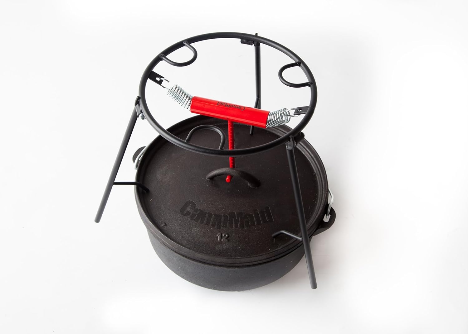 CampMaid Dutch Oven Lid and Pot Holder, Black/Red , New, Free Shipping