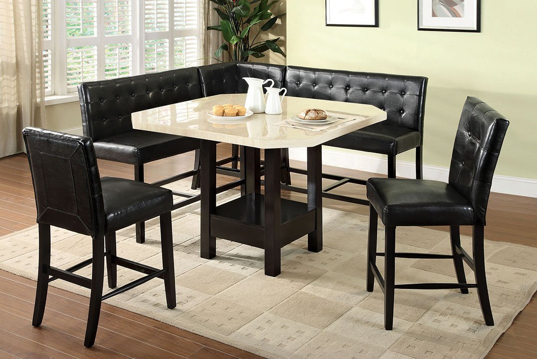 Amazon.com - Breakfast Nook - Black Family Diner 3 Piece Corner ...