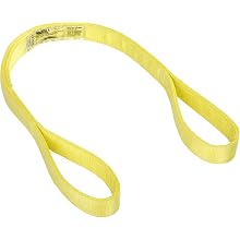 Mazzella EE4 Polyester Web Sling, Eye-and-Eye, Yellow, 4 Ply, Flat Eyes, Vertical Load Capacity