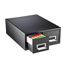 STEELMASTER Large Double Card File Drawer, Fits 5 x 8 Cards, 1500 Card Capacity, 18.38 x 7.19 x 16 Inches, Black (263F5816DBLA)
