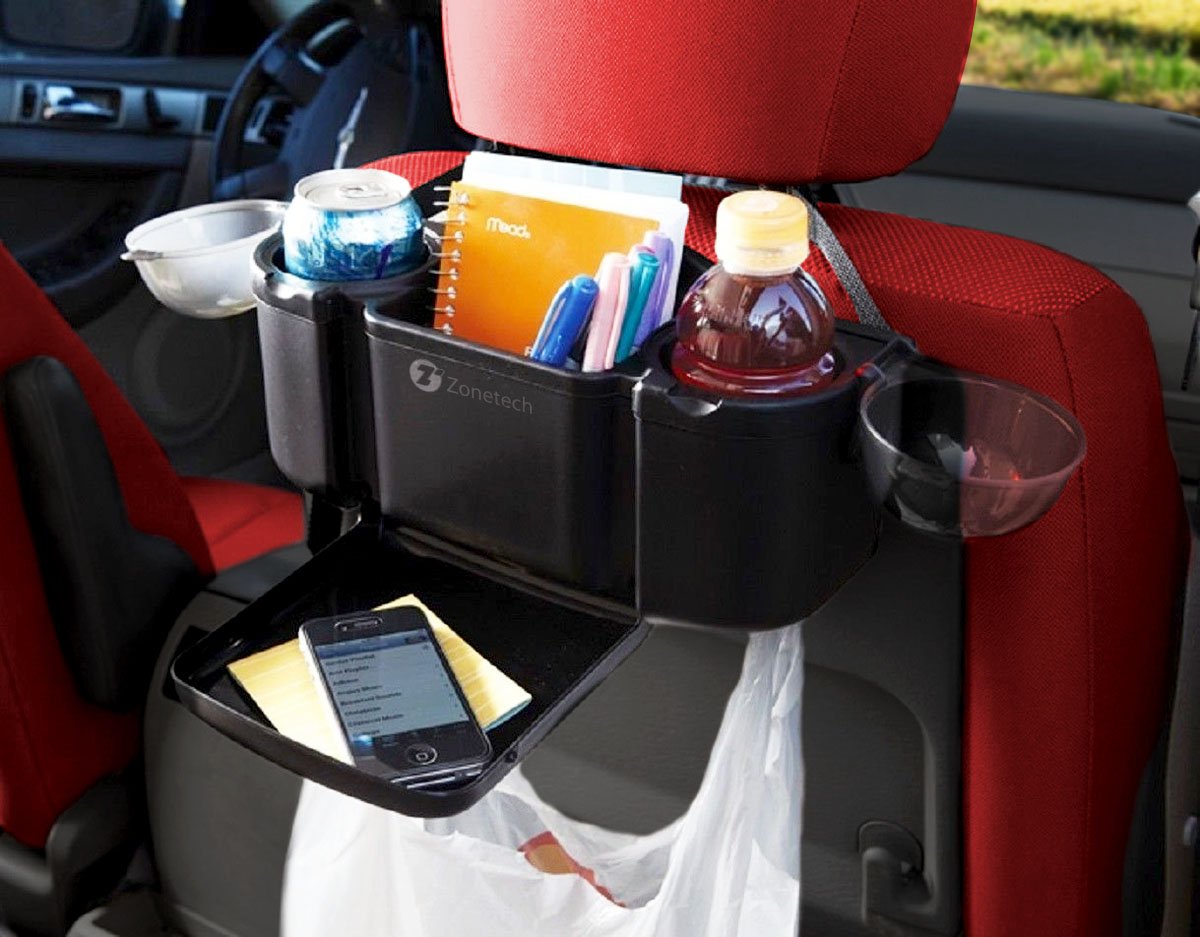 Zone Tech Style Auto Car Back Seat Organizer Tray Food Desk Cup Drink