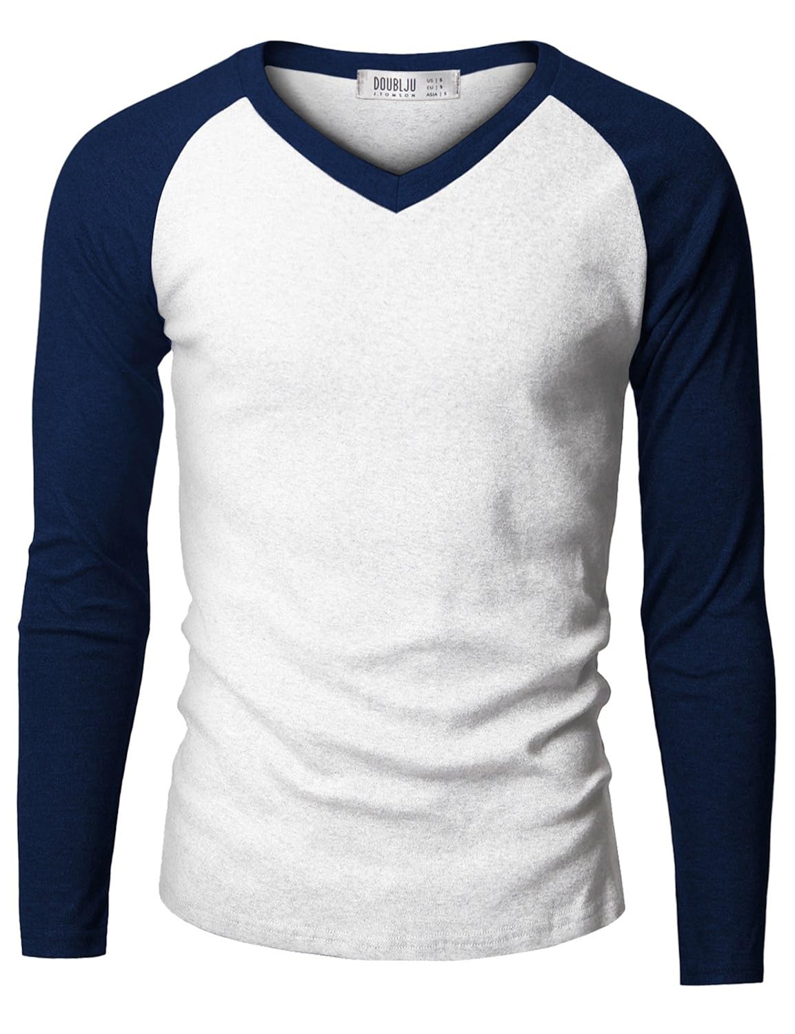 Mens Casual Long Sleeve Raglan Baseball V Neck Tshirts