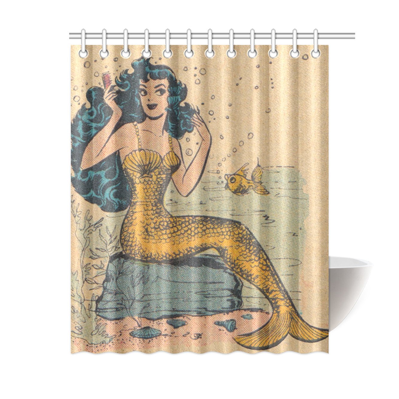 Decorative Vintage Vintage Mermaid Art Shower