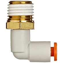SMC KQ2L-S PBT One-Touch Tube Fitting with Sealant, 90 Degree Elbow, Tube OD x NPT Male with Brass Threads