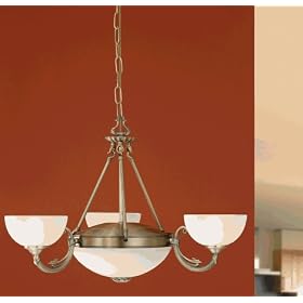 Eglo 82748A Savoy 5 Light Chandelier Fixture, Burnished Frosted Opal by Eglo