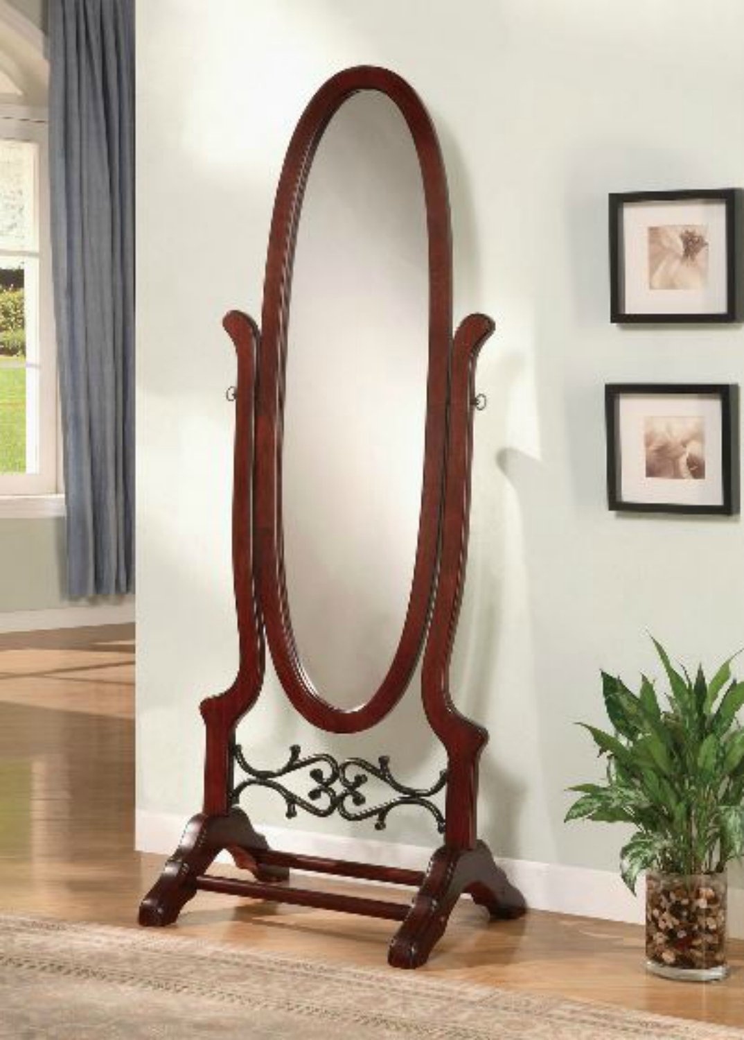 Wildon Home Cherry Full Length Standing Seatac Cheval Floor Mirror This Oval Floor Mirror Is