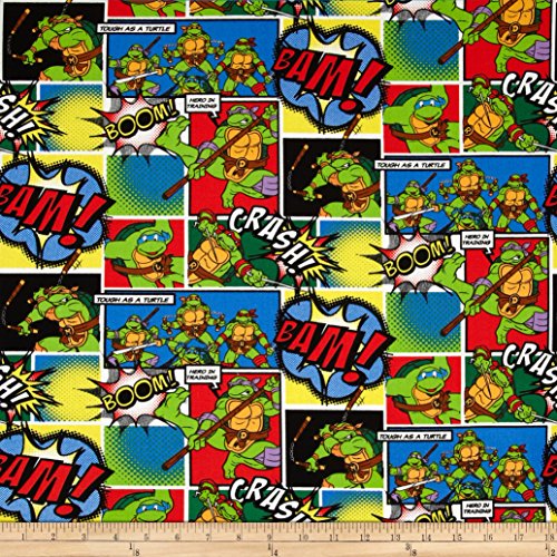 Nickelodeon Teenage Mutant Ninja Turtles Comic Patch Multi Fabric By The Yard