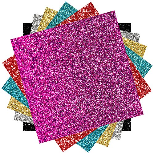 eBoot 6 Sheets Glitter Heat Transfer Vinyl, Assorted Colors