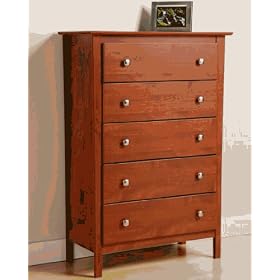 Storage Chest with Five Drawers - Contemporary Cherry Finish