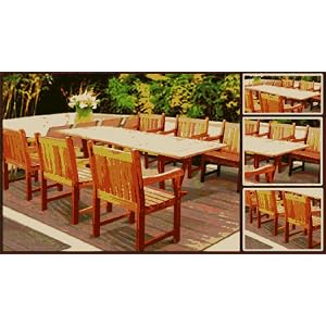 7-pc. Patio Wood English Garden Dining Set - FSC Certified by Porch Chairs