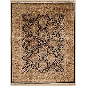 Classic CL252A Agra Black-Gold Rug Size: Round 6'