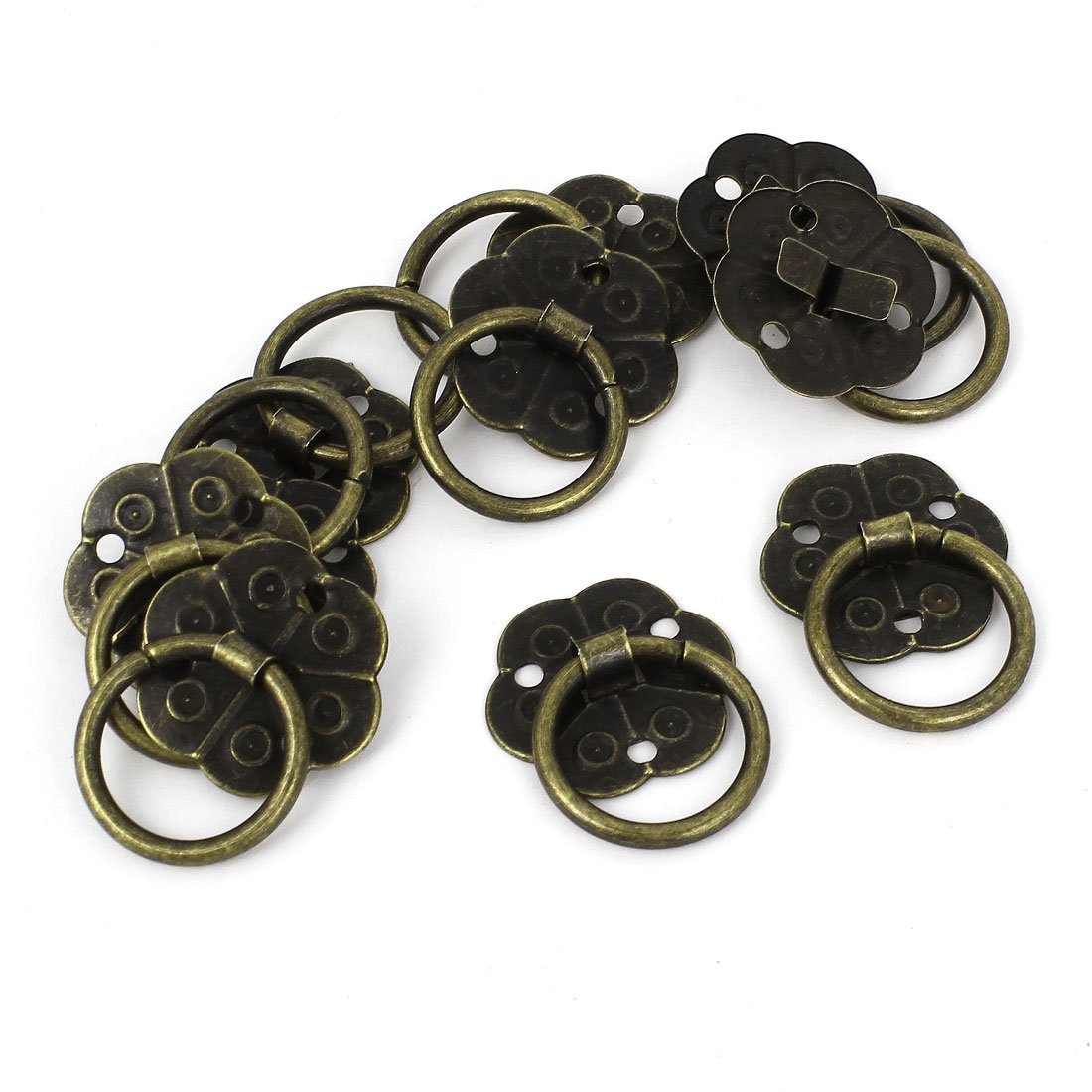 10pcs Home Jewelry Box Door Pull Handle Ring Bronze Tone