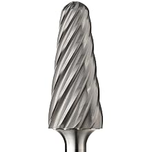 PFERD 14 Degree Taper Carbide Bur, Clog-Resistant, Uncoated (Bright) Finish, Single Cut, Radius End