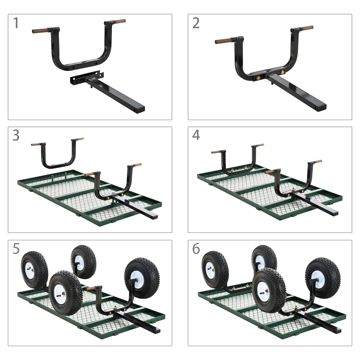 Ollieroo Utility Wagon Farm and Ranch Heavy-Duty Steel Garden Cart with Removable Folding Sides and 10” Pneumatic Tires 660Lb Capacity 38”x20” Bed Powder Coated Green Finish