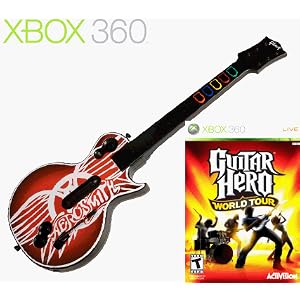 Guitar Hero World Tour for Xbox 360 + Guitar Hero Wireless Aerosmith Les Paul Guitar Controller for