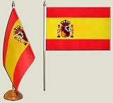 Drapeau de table Espagne avec blason - 15 x 22 cm