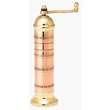 Atlas 9 Greek Copper and Brass Salt Mill (Copper Brass) (9.5H x 3W x 3D) by Pepper Mill Imports