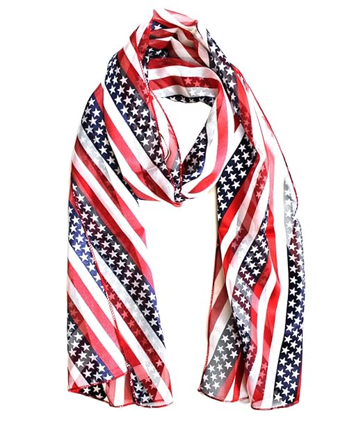 Modadorn Spring America Flag Star-spangled Banner Oblong Scarf Red/blue