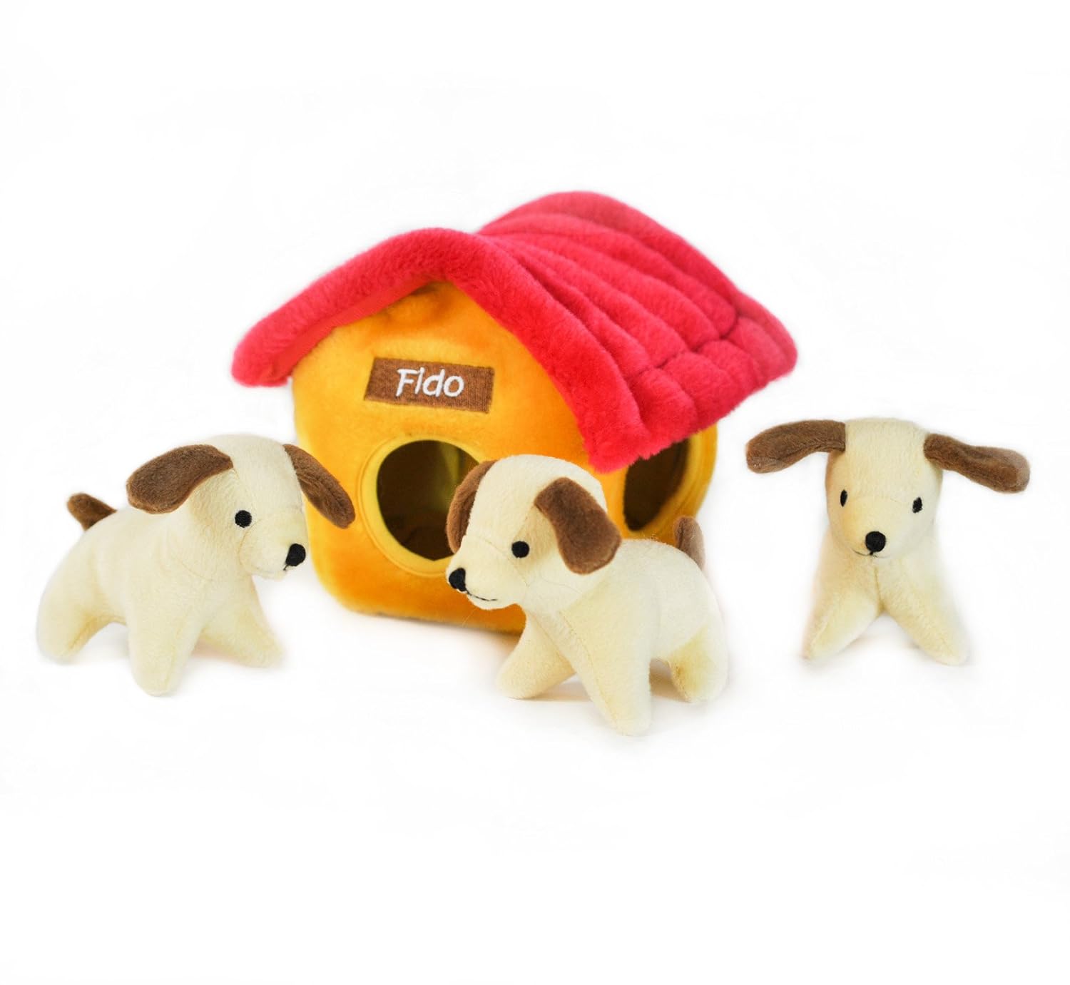 ZippyPaws Burrow Squeaky Hide and Seek Plush Dog Toy, Dog House , New