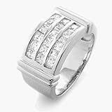 Cubic Zirconia Silver Man Ring - size 10