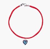 KABBALAH RED STRING BRACELET WITH A SILVER HEART AND AN EVIL EYE PROTECTOR