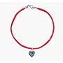 KABBALAH RED STRING BRACELET WITH A SILVER HEART AND AN EVIL EYE PROTECTOR